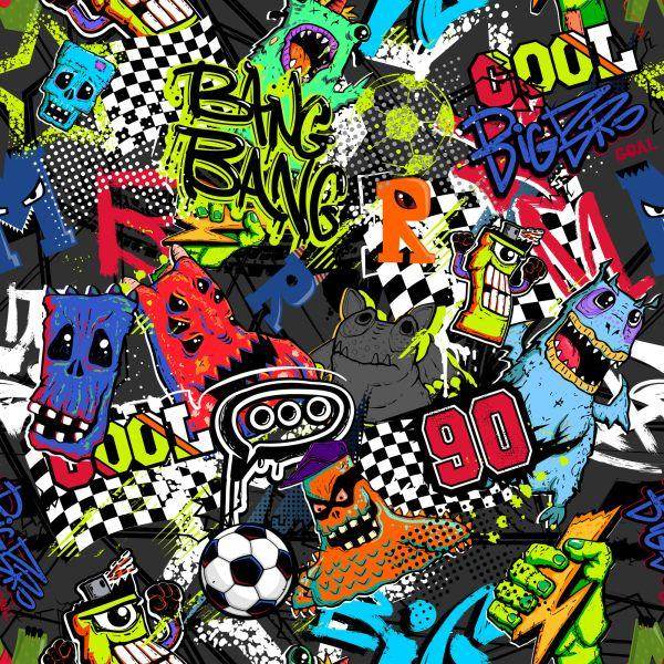 Behang Sport Voor Jongensvoetbal Graffiti - Afbeelding 2