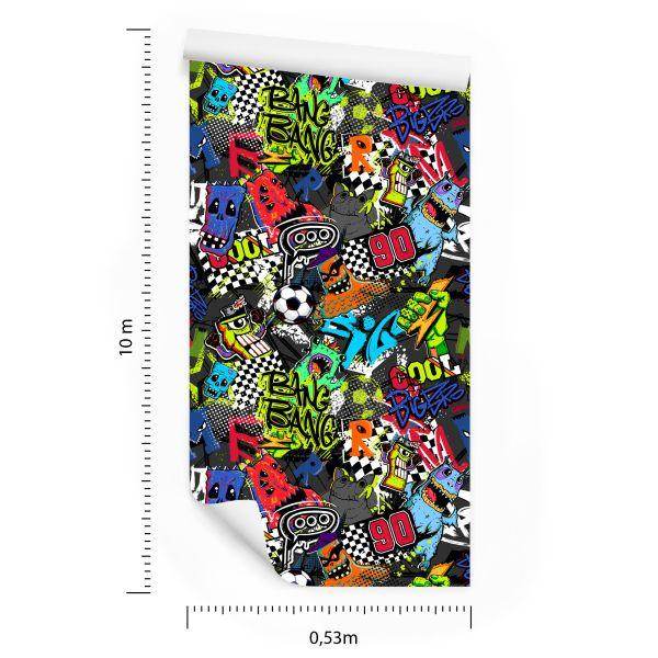 Behang Sport Voor Jongensvoetbal Graffiti - Afbeelding 8