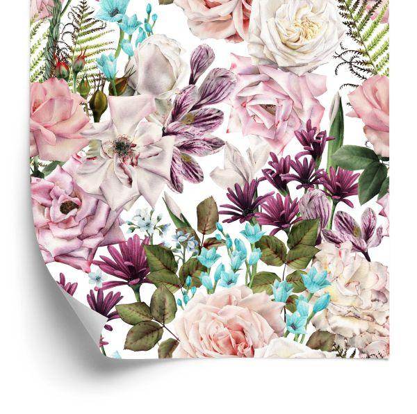 Behang Bloemen In Verschillende Kleuren