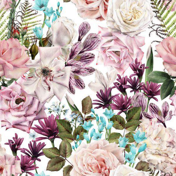 Behang Bloemen In Verschillende Kleuren - Afbeelding 2