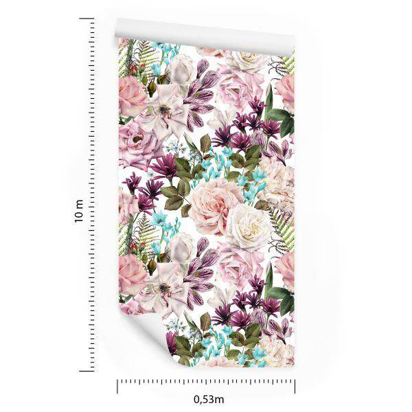 Behang Bloemen In Verschillende Kleuren - Afbeelding 8