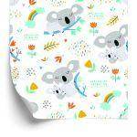 Behang For Boy Koala Rainbow Clouds Flowers