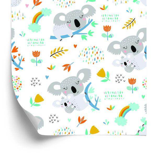 Behang For Boy Koala Rainbow Clouds Flowers