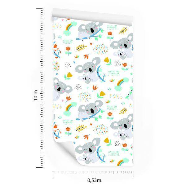 Behang For Boy Koala Rainbow Clouds Flowers - Afbeelding 8
