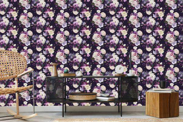 Behang Pioenrozen In Violette Tinten - Afbeelding 5