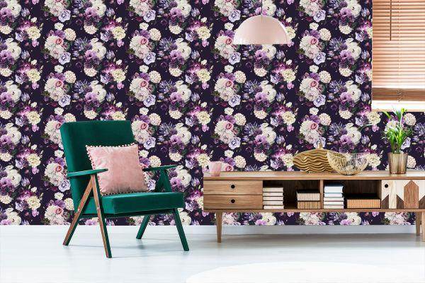 Behang Pioenrozen In Violette Tinten - Afbeelding 6