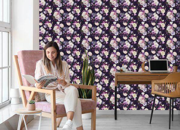 Behang Pioenrozen In Violette Tinten - Afbeelding 7