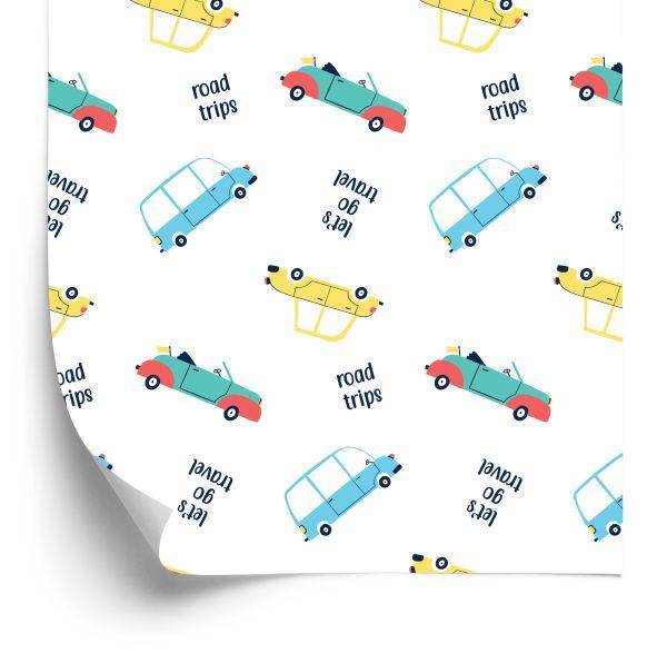 Behang Met Kleurrijke Auto's Auto's Voor De Babykamer