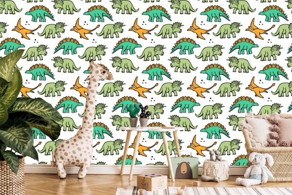 Behang De Kleurrijke Dinosaurussen Voor Kinderen - Afbeelding 5
