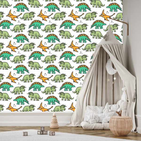 Behang De Kleurrijke Dinosaurussen Voor Kinderen - Afbeelding 3