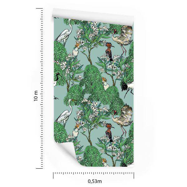 Behang Prachtige Vogels En Bomen - Afbeelding 8