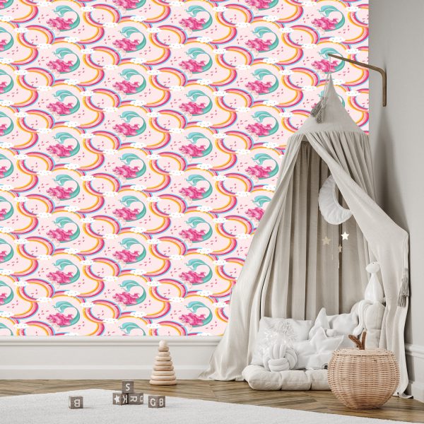 Behang Zeemeerminnen. Wolken. Regenboog. Kamer - Afbeelding 3