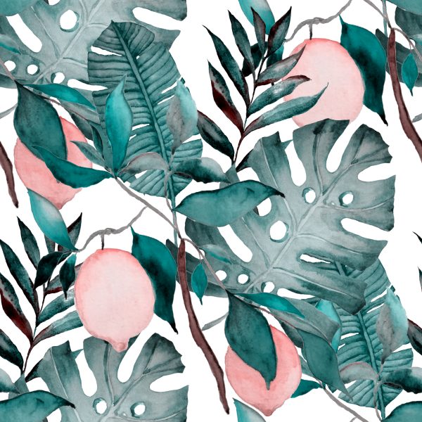 Behang Aquarel Fruitbladeren - Afbeelding 2