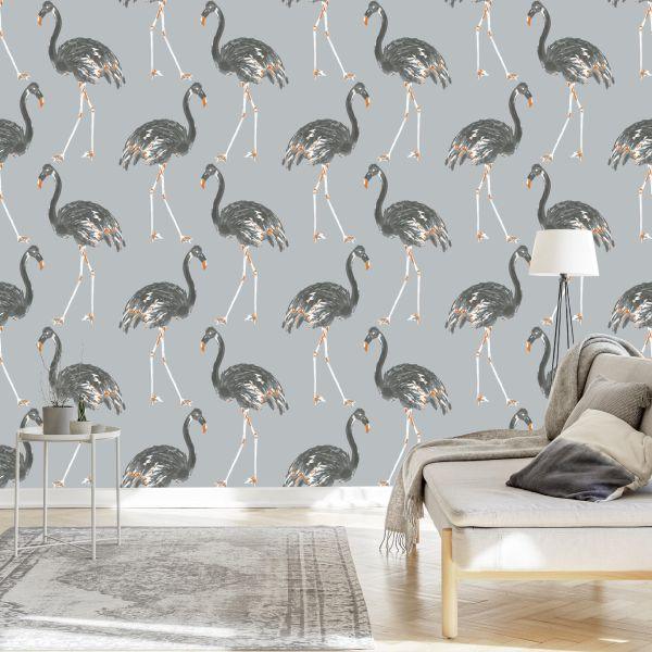 Behang Flamingo's Zoals Geschilderd - Afbeelding 3