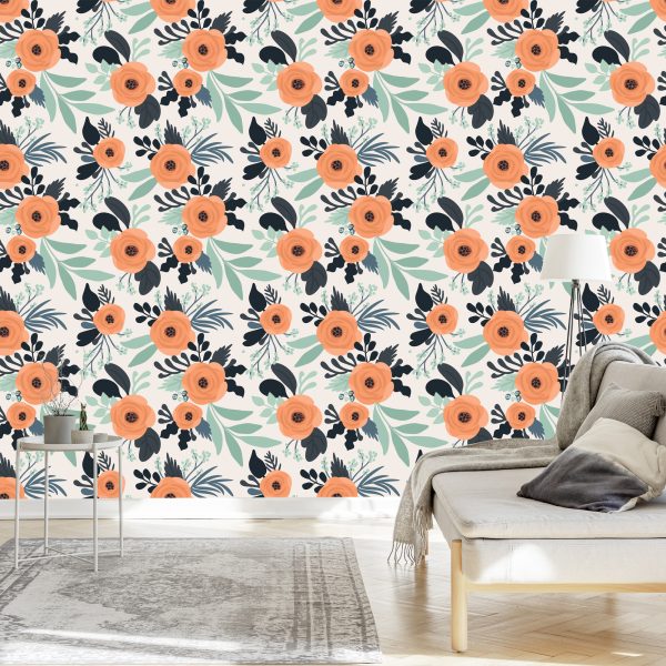 Behang Klaprozen In Retrostijl - Afbeelding 3