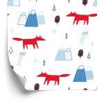 Behang Wolken Voor Kinderen. Vossen. Scandinavische Stijl