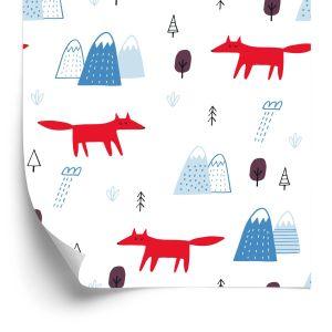 Behang Wolken Voor Kinderen. Vossen. Scandinavische Stijl