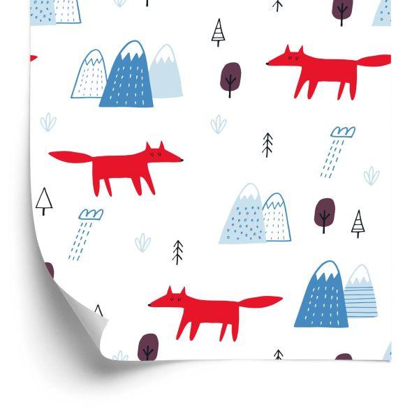 Behang Wolken Voor Kinderen. Vossen. Scandinavische Stijl