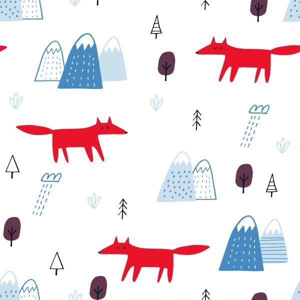 Behang Wolken Voor Kinderen. Vossen. Scandinavische Stijl - Afbeelding 2