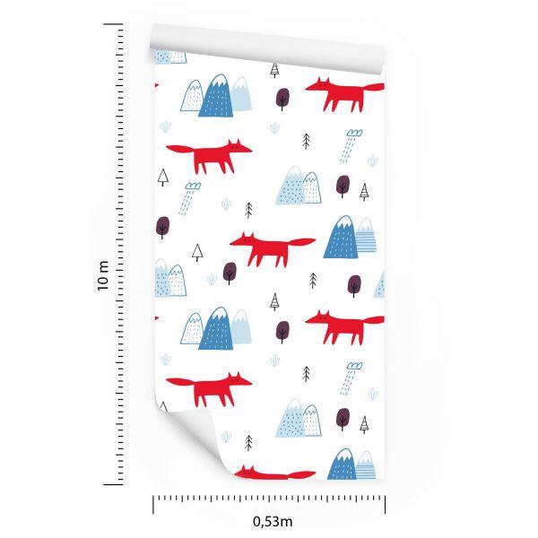 Behang Wolken Voor Kinderen. Vossen. Scandinavische Stijl - Afbeelding 8