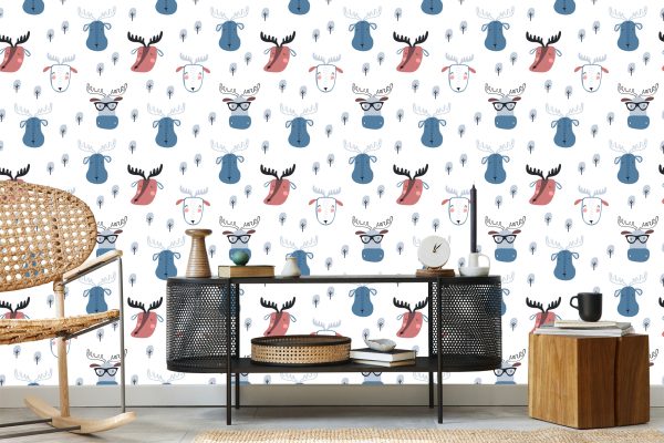 Behang Boom In Scandinavische Stijl Met Dieren - Afbeelding 5