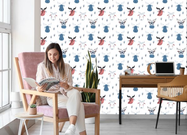 Behang Boom In Scandinavische Stijl Met Dieren - Afbeelding 7