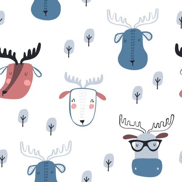 Behang Boom In Scandinavische Stijl Met Dieren - Afbeelding 2