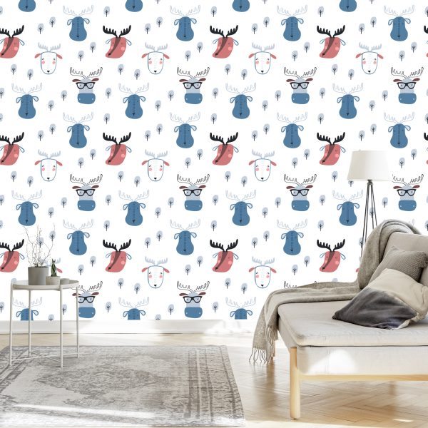 Behang Boom In Scandinavische Stijl Met Dieren - Afbeelding 3