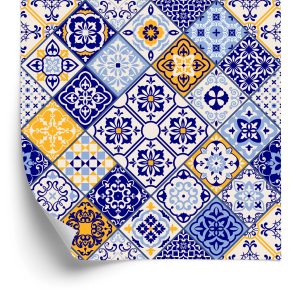 Behang Mozaïekpatroon Imitatie Van Tegels Voor De Eetkamer