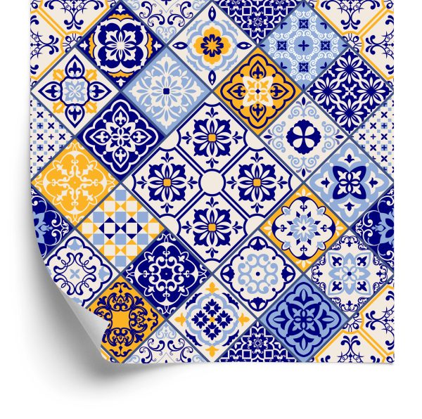 Behang Mozaïekpatroon Imitatie Van Tegels Voor De Eetkamer