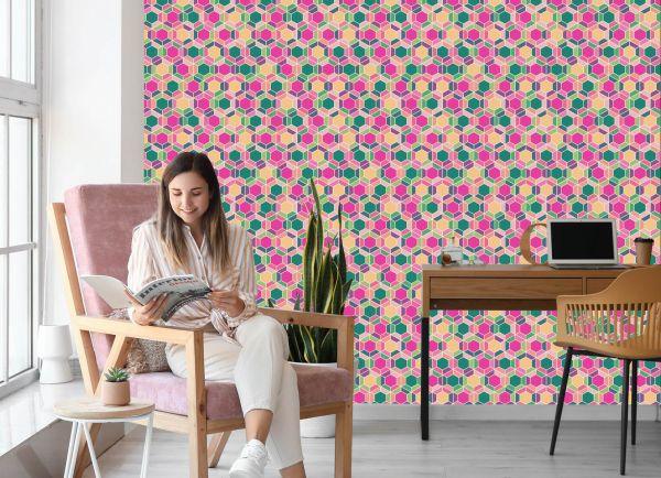 Behang Kleurrijke Geometrische Retropatronen - Afbeelding 7
