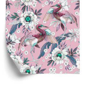 Behang Kleurrijke Vogels En Bloemen