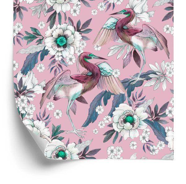 Behang Kleurrijke Vogels En Bloemen