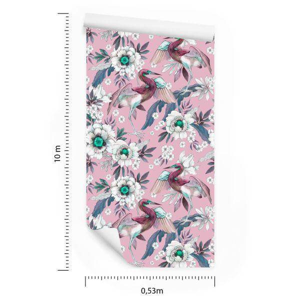 Behang Kleurrijke Vogels En Bloemen - Afbeelding 8