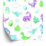 Behang For Boy Dinosaurs Leaves Cloud