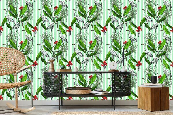 Behang Kranen, Bladeren En Bloemen - Afbeelding 5