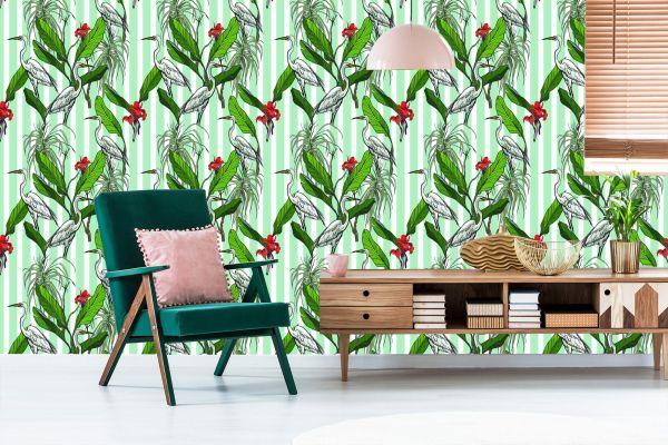 Behang Kranen, Bladeren En Bloemen - Afbeelding 6