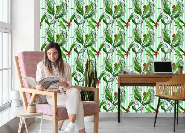 Behang Kranen, Bladeren En Bloemen - Afbeelding 7