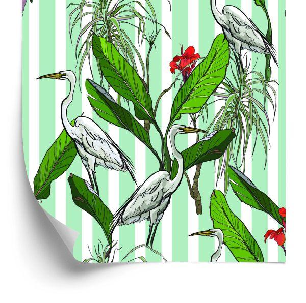 Behang Kranen, Bladeren En Bloemen
