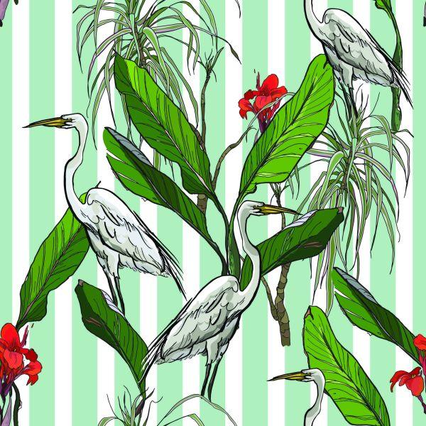 Behang Kranen, Bladeren En Bloemen - Afbeelding 2