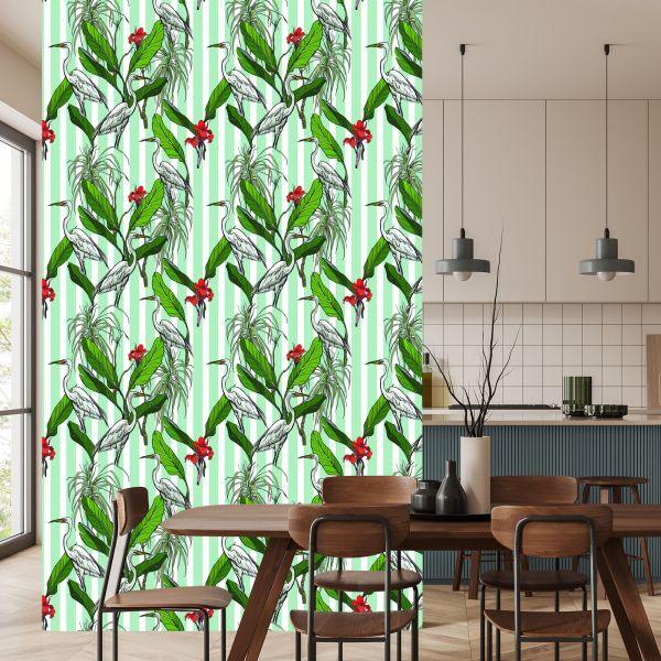 Behang Kranen, Bladeren En Bloemen - Afbeelding 4