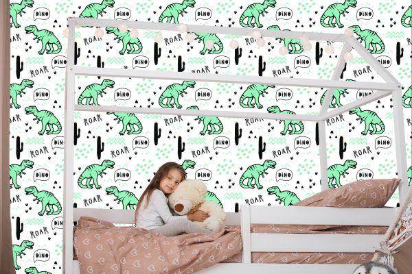 Behang De Cactus-Dinosaurussen Voor De Babykamer - Afbeelding 7