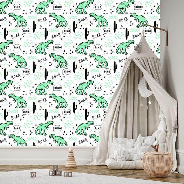 Behang De Cactus-Dinosaurussen Voor De Babykamer - Afbeelding 3