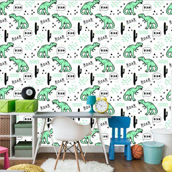 Behang De Cactus-Dinosaurussen Voor De Babykamer - Afbeelding 4