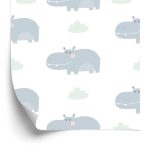 Behang Voor De Babykamer Kleurrijke Wolkdieren
