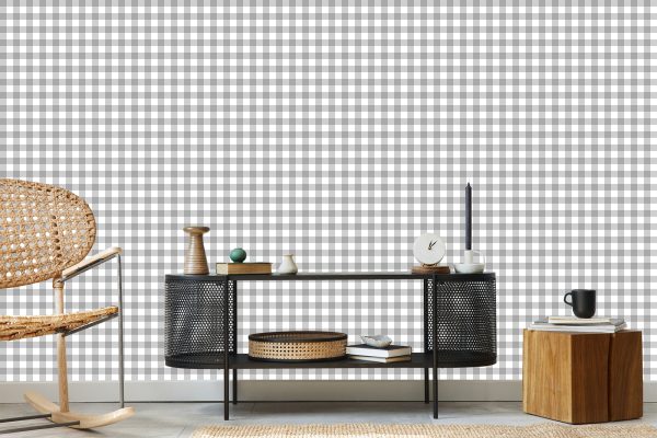 Behang Heldere Delicate Grijze Ruit - Afbeelding 5