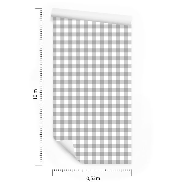 Behang Heldere Delicate Grijze Ruit - Afbeelding 8