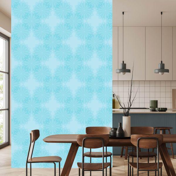 Behang Turkoois Geometrische Bloemen - Afbeelding 4