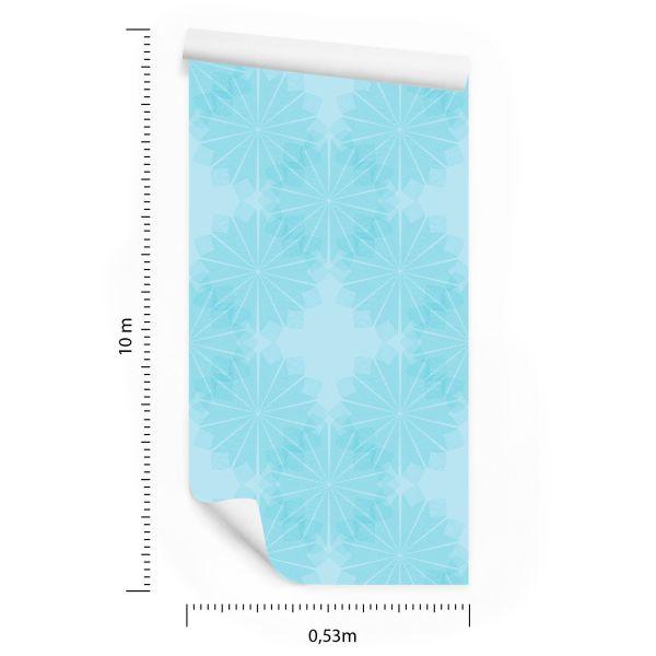 Behang Turkoois Geometrische Bloemen - Afbeelding 8