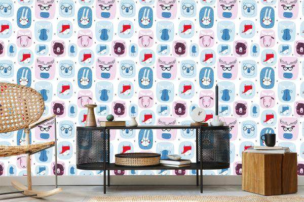 Behang Voor Kinderen. Hazen. Vossen. Scandinavische Stijl - Afbeelding 5